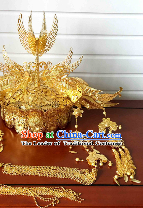 Chinese wig wedding hat emperor crown rings hair stick qing hat Chinese headdress hairpiece