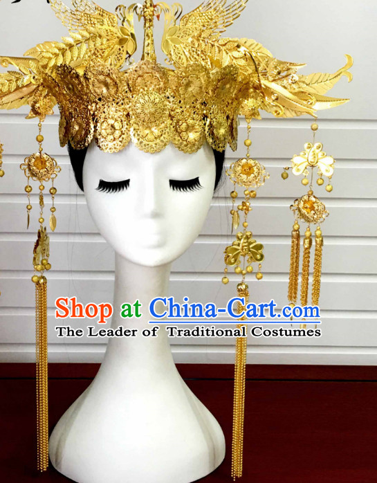 Chinese wig wedding hat emperor crown rings hair stick qing hat Chinese headdress hairpiece