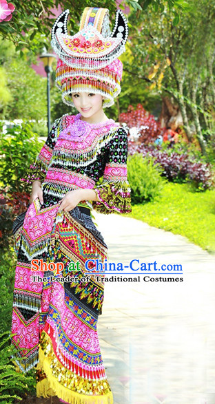 Hmong Women Minority Dresses Miao Girls Clothing Ethnic Miao Minority Dance Costume Minority Dress Dance Miao Costumes Complete Set