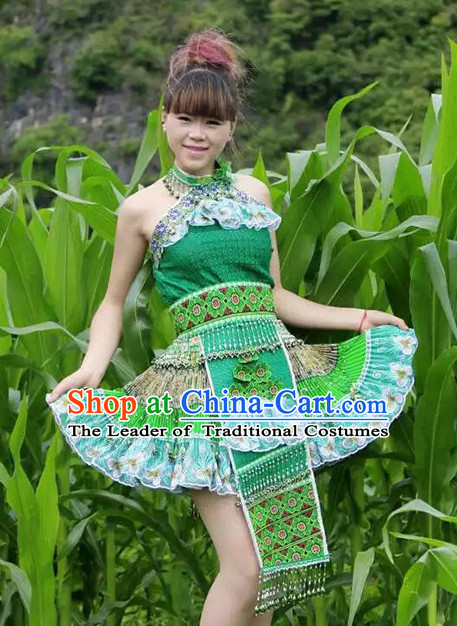 Hmong Women Minority Dresses Miao Girls Clothing Ethnic Miao Minority Dance Costume Minority Dress Dance Miao Costumes and Hat Complete Set