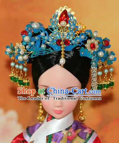 Traditional Chinese Qing Empress Headpiece Princess Headdress Palace Hair Decorations Royal Hair Sticks Head Gear Hair Decoration Set