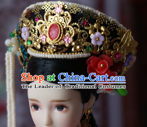 Traditional Chinese Women Qing Empress Headpiece Princess Headdress Palace Hair Decorations Royal Hair Sticks Head Gear Hair Decoration Set