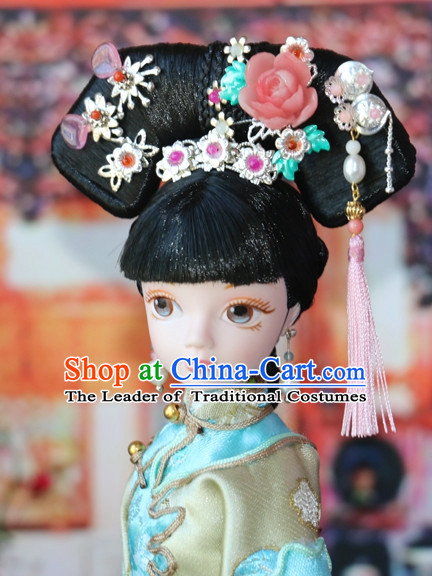 Traditional Chinese Women Qing Empress Headpiece Princess Headdress Palace Hair Decorations Royal Hair Sticks Head Gear Hair Decoration Set