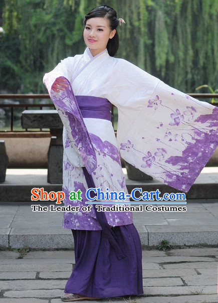 Ancient Chinese Han Dynasty Dresses Hanfu Quju Clothing Hanbok Kimono Complete Set for Women