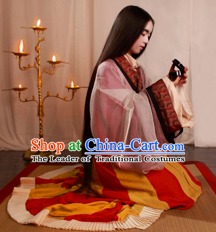 Chinese Ancient Han Dynasty Palace Princess Hanfu Clothing Complete Set