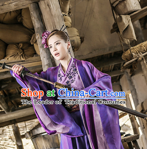 Chinese Ancient Swordswoman Clothing Costumes Complete Set for Women