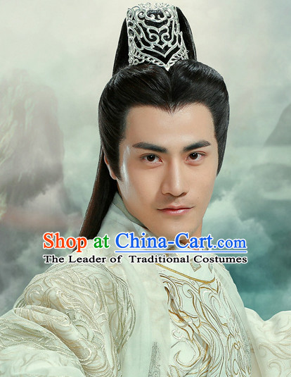 Ancient Chinese Superhero Knight Hair Hat Wig Hair Accessories Headpiece Headdress for Men