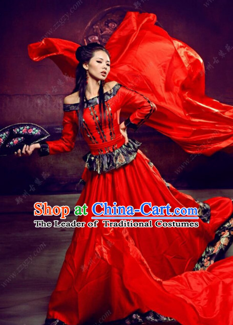 Chinese Classical Red Hanfu Clothes Costumes Clothing Complete Set for Women