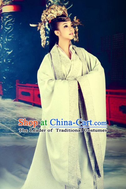 Chinese Classical Princess Hanfu Clothes Costumes Clothing and Headpieces Complete Set for Women