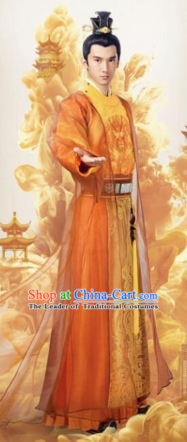 Ancient Chinese Royal Highess Imperial Prince Clothes Costumes Clothing and Hair Accessories Complete Set for Men