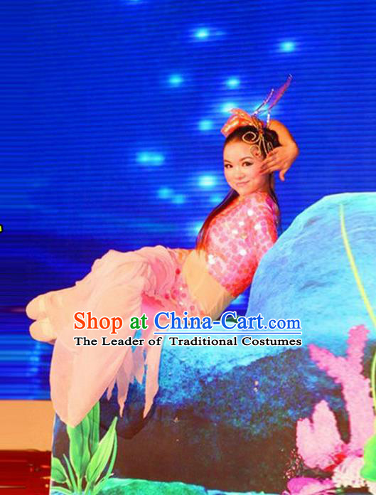 Traditional Chinese Yangge, Children Fan Dancing Wholesale Costume, Folk Dance Yangko Costume, Traditional Chinese Miao Nationality Dancewear for Kids