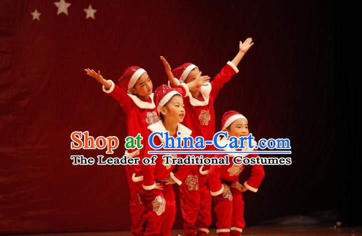 Traditional Chinese Yangge, Children Kindergarten Fan Dancing Wholesale Costume, Folk Dance Yangko Costume Christmas Dancewear for Kids
