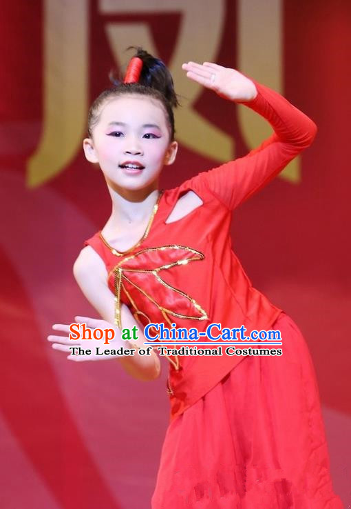 Traditional Chinese Yangge, Children Kindergarten Fan Dancing Wholesale Costume, Folk Dance Yangko Costume Dancewear for Kids