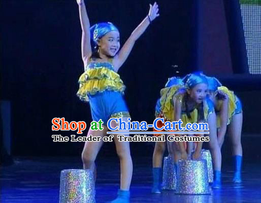 Traditional Chinese Yangge Children Fan Dancing Costume Folk Dance Yangko Costume for Women