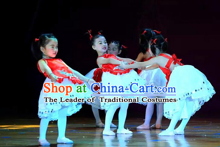 Traditional Chinese Yangge, Children Kindergarten Fan Dancing Wholesale Costume, Folk Dance Yangko Costume, Traditional Chinese Dancewear for Kids