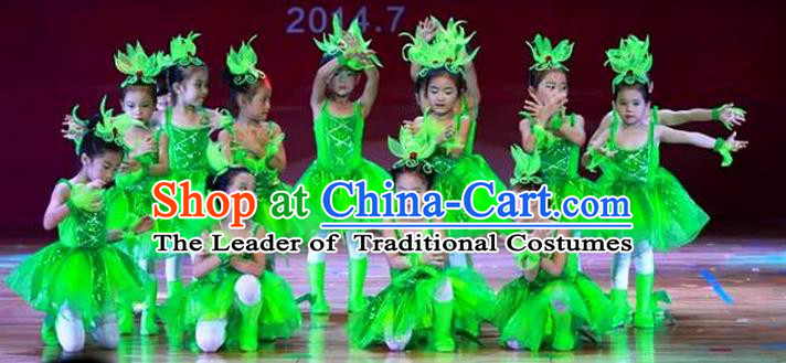Traditional Chinese Yangge, Children Kindergarten Fan Dancing Wholesale Costume, Folk Dance Yangko Costume, Traditional Chinese Dancewear for Kids