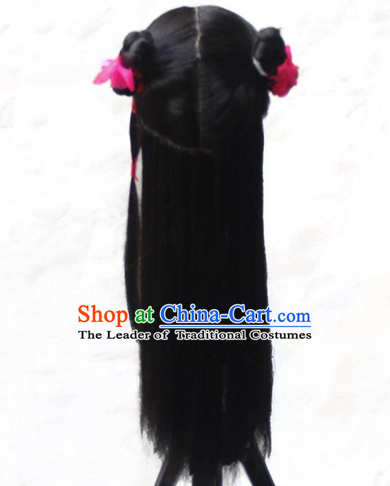 Chinese Ancient Swordsman Long Wig Set