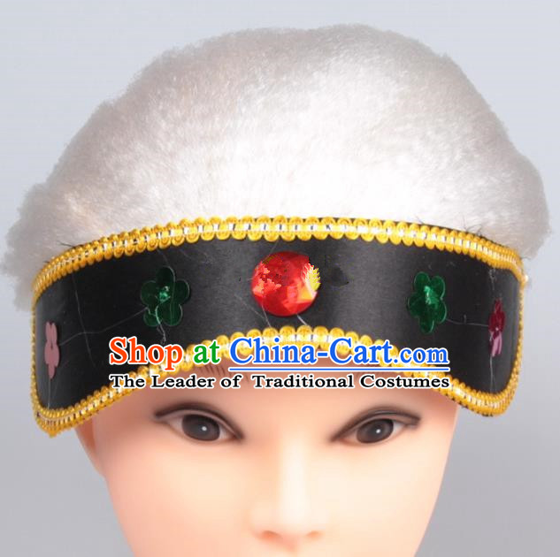 Chinese Ancient Opera Old Women Long Wig Set, Traditional Chinese Han Dynasty Hats Wig Hoods for Women