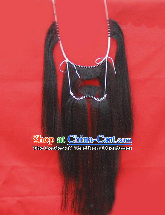 Chinese Ancient Opera Old Men Long Wig Beard, Traditional Chinese Beijing Opera Props Mustache