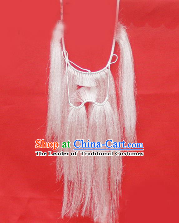 Chinese Ancient Opera Old Men Long Wig Beard, Traditional Chinese Beijing Opera Props Mustache