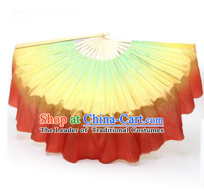 Pure Silk Traditional Chinese Fans Oriental Fan Folk Dance Hand Fan Dance Ribbons Cultural Dances