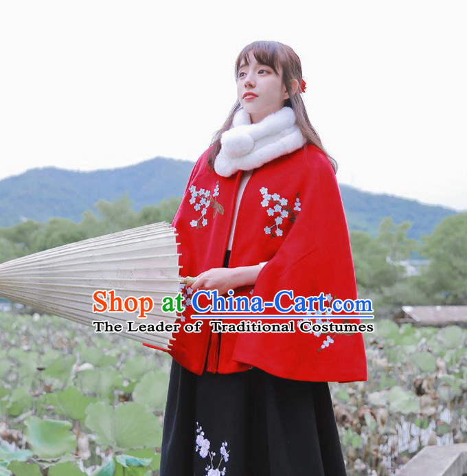 Traditional Classic Women Clothing, Traditional Classic Chinese Woolen Cloak, Chinese Ancient Style Embroidered Wool Cape for Women