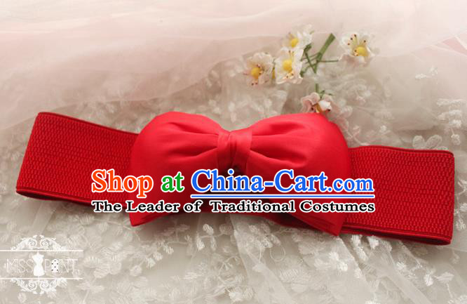 Traditional Classic Elegant Bowknot Belt, Restoring Ancient Princess Handmade Elastic Waist Sealing for Women