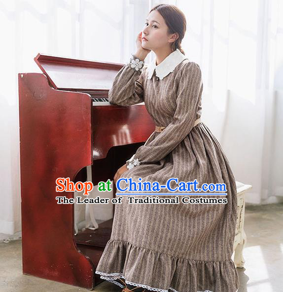 Traditional Classic Elegant Women Costume Woolen One-Piece Dress, Restoring Ancient Princess Wool Giant Swing Long Skirt for Women