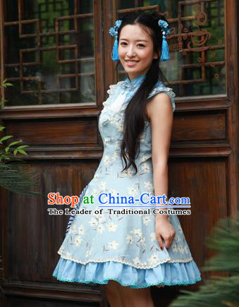 Traditional Classic Chinese Elegant Women Costume Ink Painting One-Piece Dress