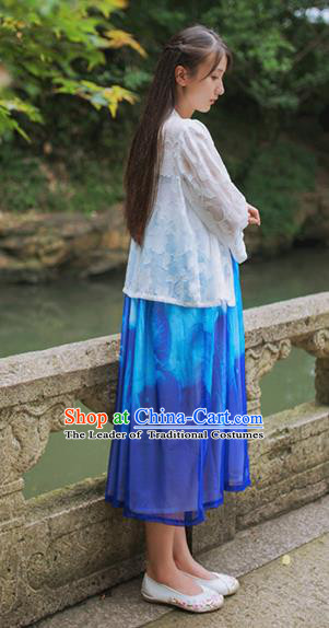 Traditional Classic Chinese Elegant Women Costume Ink Painting One-Piece Dress