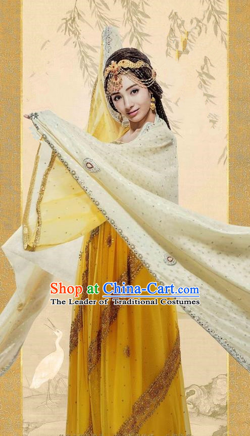 Traditional Ancient Chinese Minority Nationality Female Costumes, Ancient Chinese Nationality Princess Costume Complete Set for Women