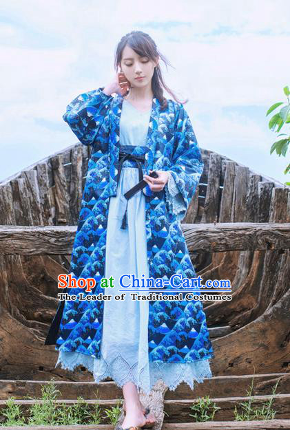 Traditional Japanese Restoring Ancient Kimono Costume Haori Smock, China Kimono Modified Coat Long Cardigan for Women