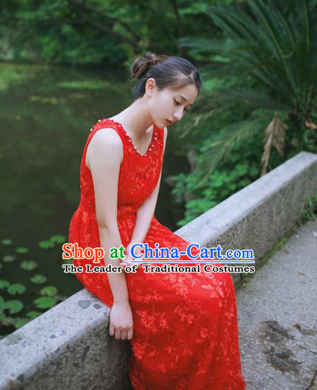 Traditional Classic Elegant Women Costume One-Piece Dress, Restoring Ancient Embroidered Lace Full Dress for Women