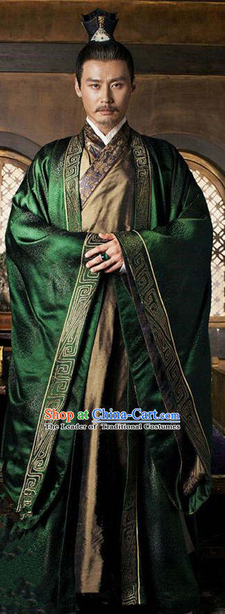 Traditional Chinese Ancient Old Men Embroidered Costumes, Ancient Chinese Cosplay Majesty Swordsmen Knight Costume Complete Set for Men