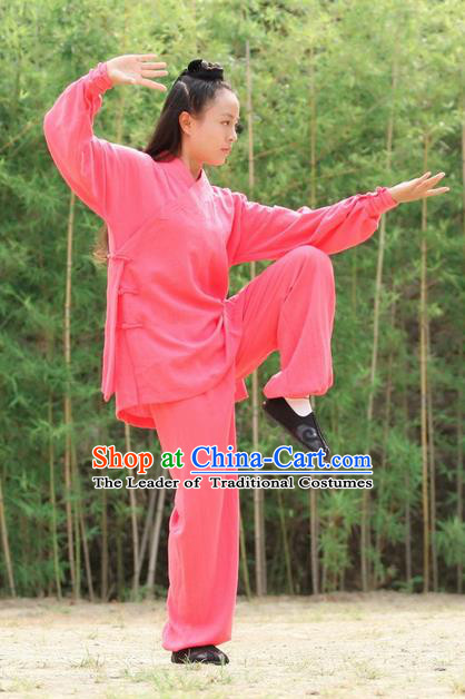 Traditional Chinese Wudang Uniform Taoist Nun Uniform Linen Priest Frock Kungfu Kung Fu Clothing Clothes Pants Slant Opening Shirt Supplies Wu Gong Outfits, Chinese Tang Suit Wushu Clothing Tai Chi Suits Uniforms for Women