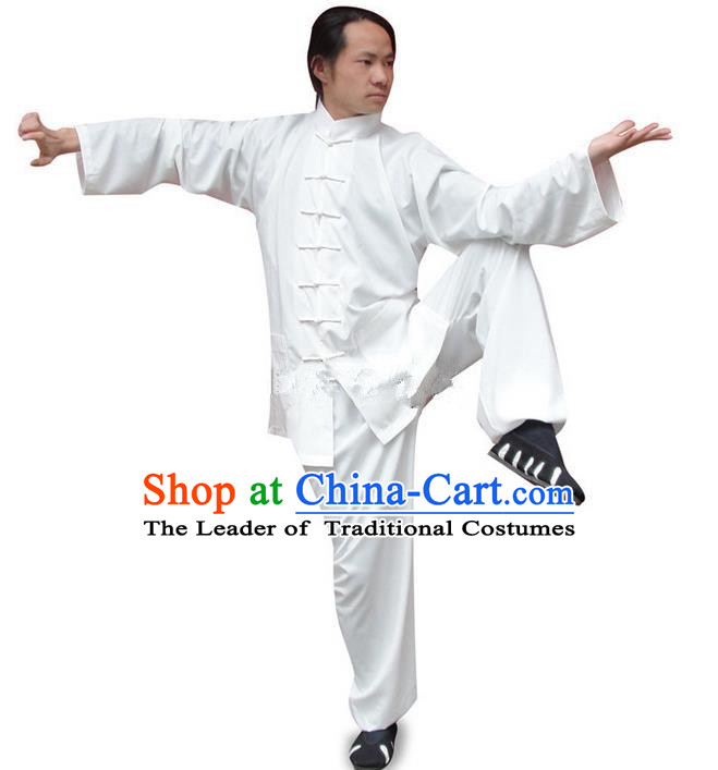 Traditional Chinese Wudang Uniform Taoist Uniform Silk Priest Frock Kungfu Kung Fu Clothing Clothes Pants Slant Opening Shirt Supplies Wu Gong Outfits, Chinese Tang Suit Wushu Clothing Tai Chi Suits Uniforms for Men