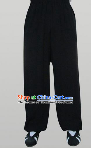 Traditional Chinese Wudang Uniform Taoist Linen Pants Wu Gong Trousers, Chinese Tang Suit Wushu Clothing Tai Chi Bloomers for Men