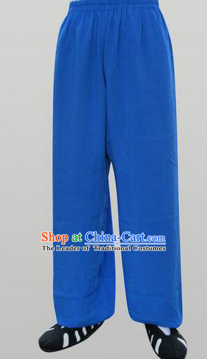 Traditional Chinese Wudang Uniform Taoist Linen Pants Wu Gong Trousers, Chinese Tang Suit Wushu Clothing Tai Chi Bloomers for Men