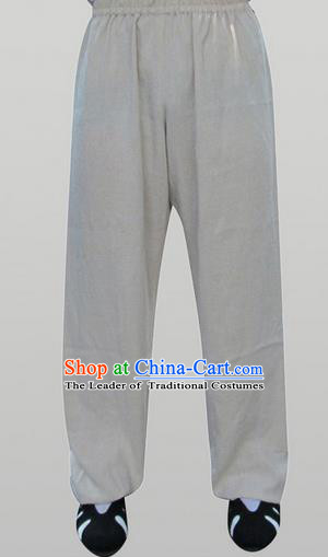 Traditional Chinese Wudang Uniform Taoist Linen Pants Wu Gong Trousers, Chinese Tang Suit Wushu Clothing Tai Chi Bloomers for Men