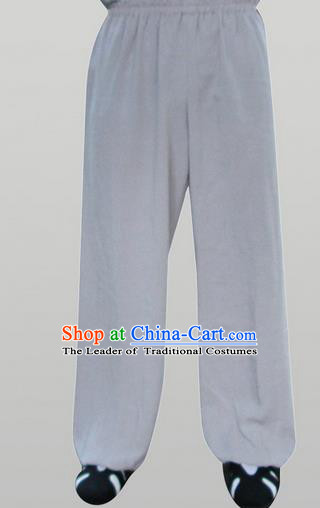 Traditional Chinese Wudang Uniform Taoist Linen Pants Wu Gong Trousers, Chinese Tang Suit Wushu Clothing Tai Chi Bloomers for Men