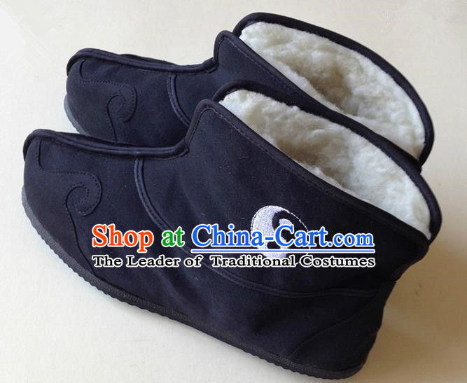 Traditional Chinese Wudang Taoist Supplies Cotton Boots Tai Chi Yin Yang Shoes Martial Arts Fabric Shoes for Men