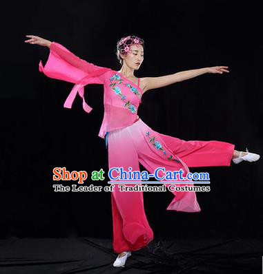 Traditional Chinese Classical Yangko Umbrella Dance Dress, Yangge Fan Dancing Costume Umbrella Dance Suits, Folk Dance Yangko Costume for Women