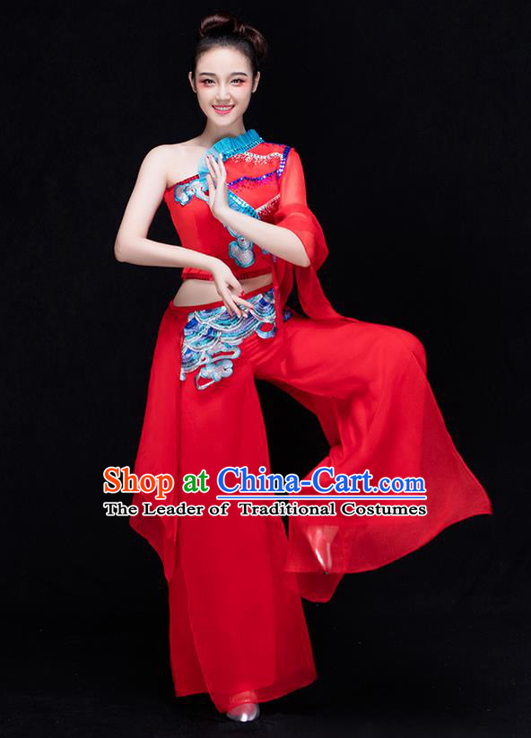 Traditional Chinese Yangge Fan Dancing Costume