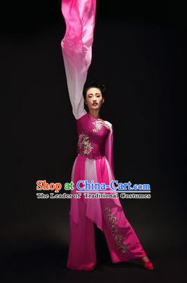 Traditional Chinese Classical Twirls Dance Dress, Long Water-Sleeve Dancing Costume Umbrella Dance Suits, Folk Dance Yangko Costume for Women