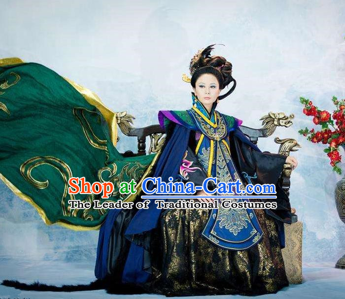 Traditional Chinese Ancient Imperial Empress Women Costumes, Chinese Empress Dowager Clothes and Accessories Complete Set for Women