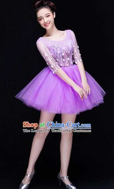 Traditional Chinese Classic Stage Performance Chorus Modern Dance Costumes Bubble Dress, Chorus Competition Costume, Compere Costumes for Women