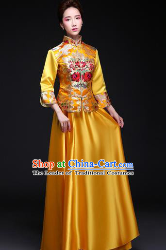 Traditional Chinese Classical Yangko Dance Dress, Chinese Cheongsam Fan Dancing Costume Umbrella Dance Suits, Bride Wedding Costume for Women