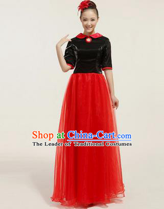 Traditional Chinese Classic Stage Performance Chorus Singing Group Dress Modern Dance Lace Costumes, Chorus Competition Costume, Compere Costumes for Women
