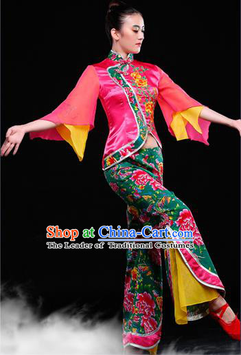 Traditional Chinese Yangge Fan Dancing Costume