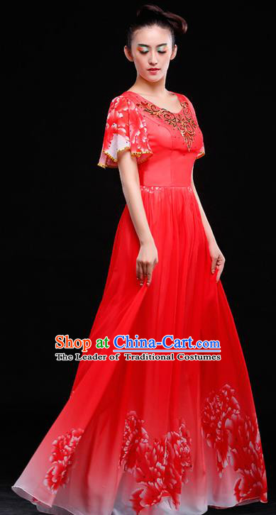 Traditional Chinese Classic Stage Performance Chorus Modern Dance Costumes Dress, Chorus Competition Costume, Compere Costumes for Women